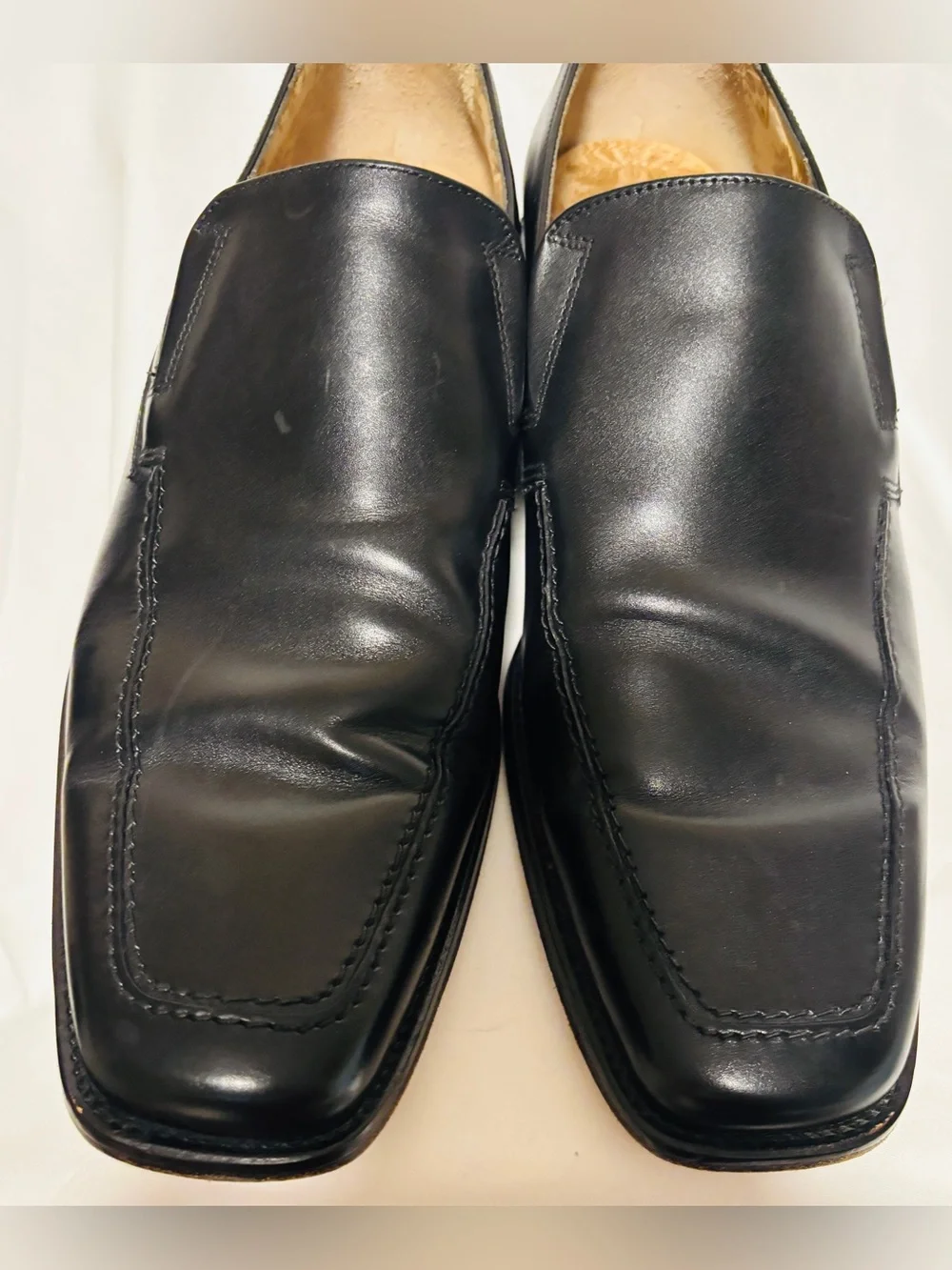 Design Loake Men’s Black Leather Loafers Slip On Moc Toe Handmade India Size 10